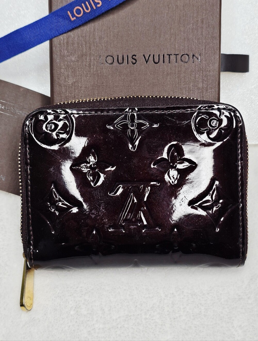 Louis Vuitton Monogram Vernis Compact Wallet with Box, Ribbon and Booklet